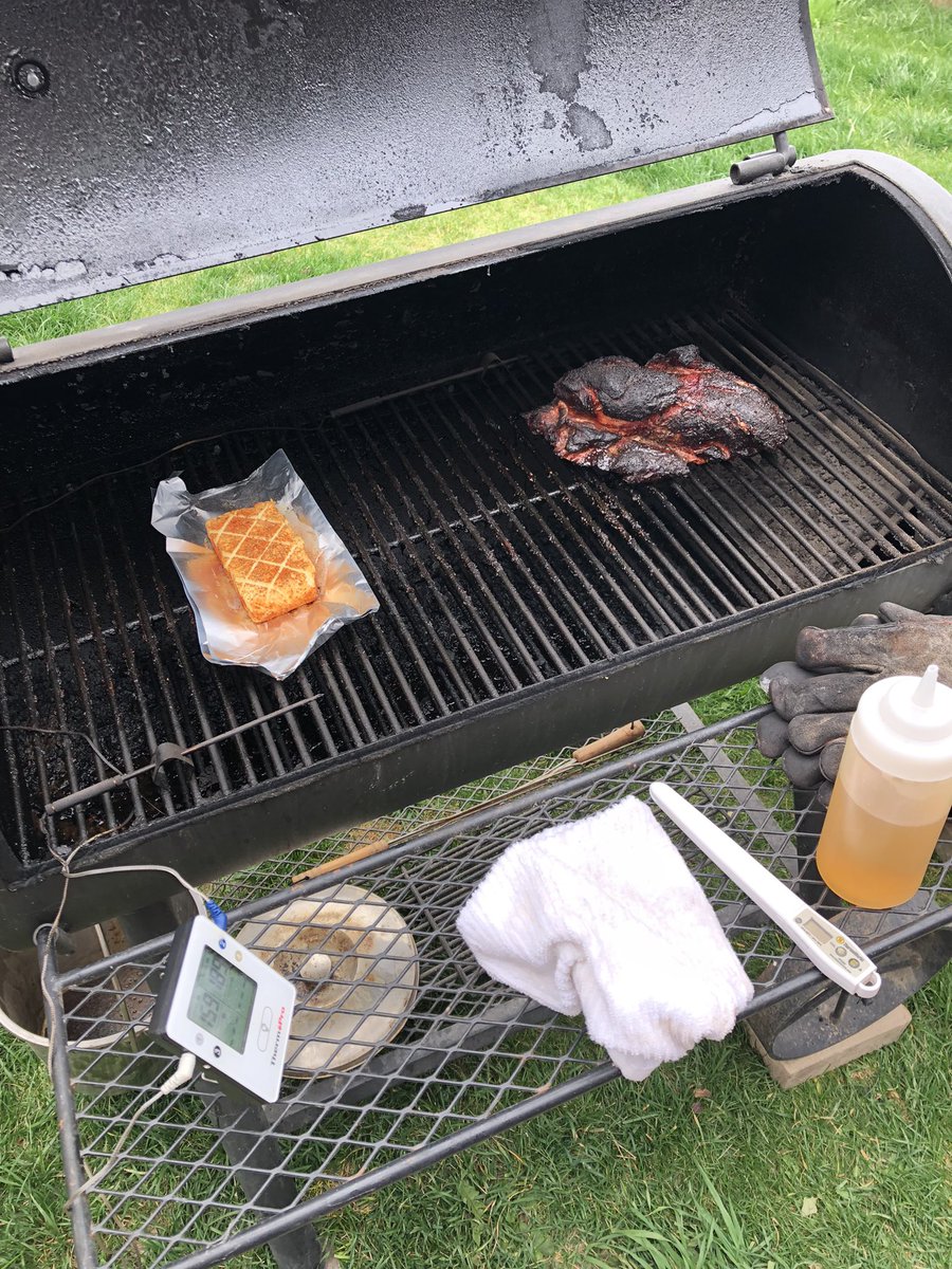 Busy day cooking on the <a href="/OklahomaJoes/">Oklahoma Joe's</a> Highland with my <a href="/ThermoProBBQ/">ThermoPro</a> TP25 keeping an eye on my temps for me! #eatmorebarbecue #albertabbq #brisket #albertapork #albertabeef #albertabison