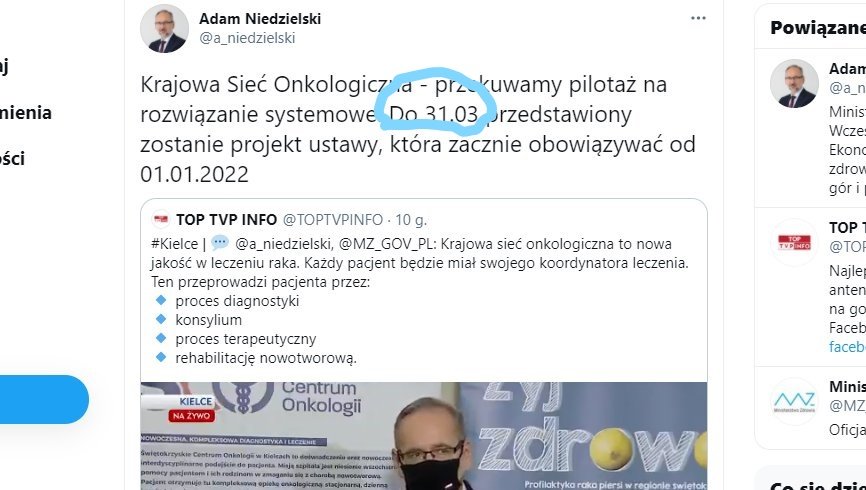 W piąteczek 1.pazdziernika  2021 minie 6 miesięcy i 1 dzień  zwłoki w przedstawieniu przez Adama "Vocodera" Niedzielskiego <a href="/a_niedzielski/">Adaś N.</a>  i <a href="/MZ_GOV_PL/">Ministerstwo Zdrowia</a> projektu ustawy o Krajowej Sieci Onkologicznej.