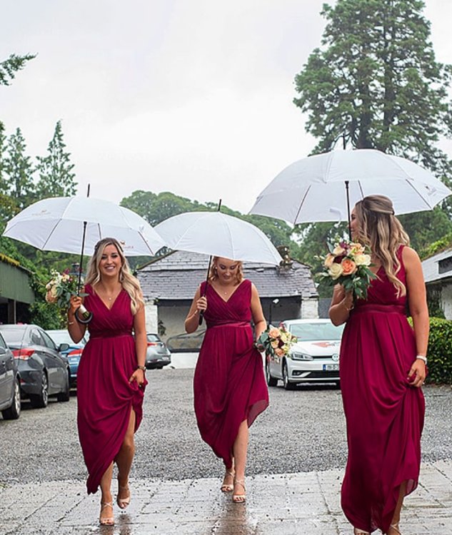 You know that you're at an Irish summer wedding when the bridesmaids arrive in the rain but when the ceremony is over it has dried up. 🌧️☔🌦️🌤️
<a href="/RathsallaghHous/">Joe O'Flynn</a> 
<a href="/HumanismIreland/">Humanist Ireland🏳️‍🌈</a> 
#bridesmaids #umbrellas #rain #wedding #irishwedding  #irishweddingchat #irishweddingphotographer