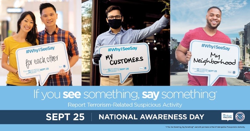 fdlepio's tweet photo. You can participate in See/Say Awareness Day by familiarizing yourself with the indicators of suspicious activity. Visit https://t.co/S3rYxtd69X and report suspicious activity to your local law enforcement agency or 855-FLA-SAFE. #SeeSayDay #WhyISeeSay #FLSeeSay https://t.co/QfxtoWu8mZ