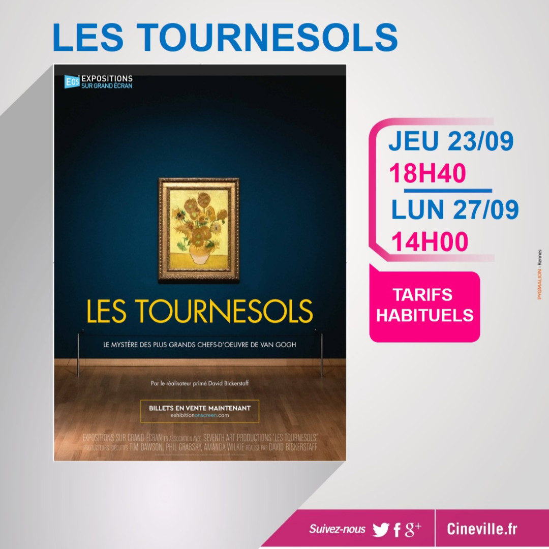 ⭕ EXPOSITION AU CINEMA

➡️ LES TOURNESOLS
➡️ Lundi 27/09 à 14h
➡️ Tarifs habituels

⭕ Réservez vos places sur les-ponts-de-ce.cineville.fr