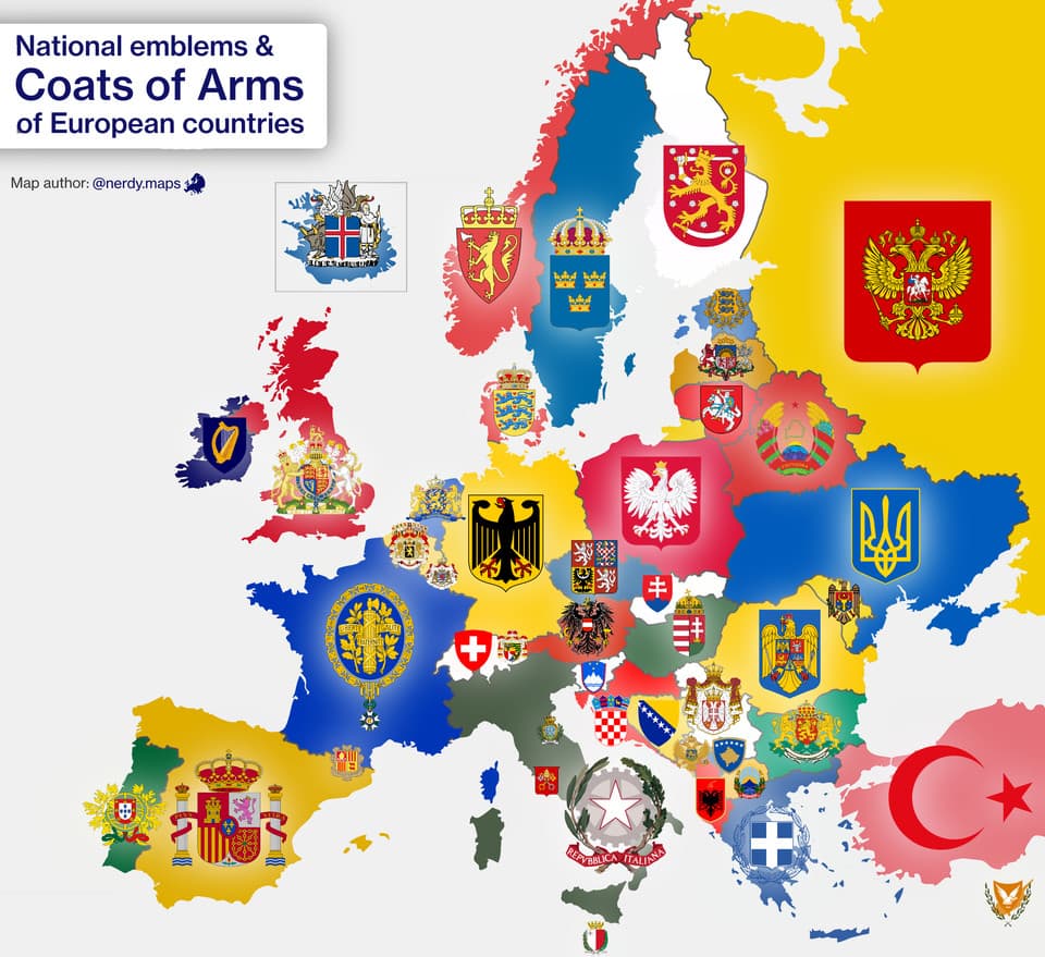 TheBigDataStats's tweet photo. National emblems and coats of arms of European countries https://t.co/WaQdYYFS8U https://t.co/WbdfXVfTWh https://t.co/Y9vvCWWQzh