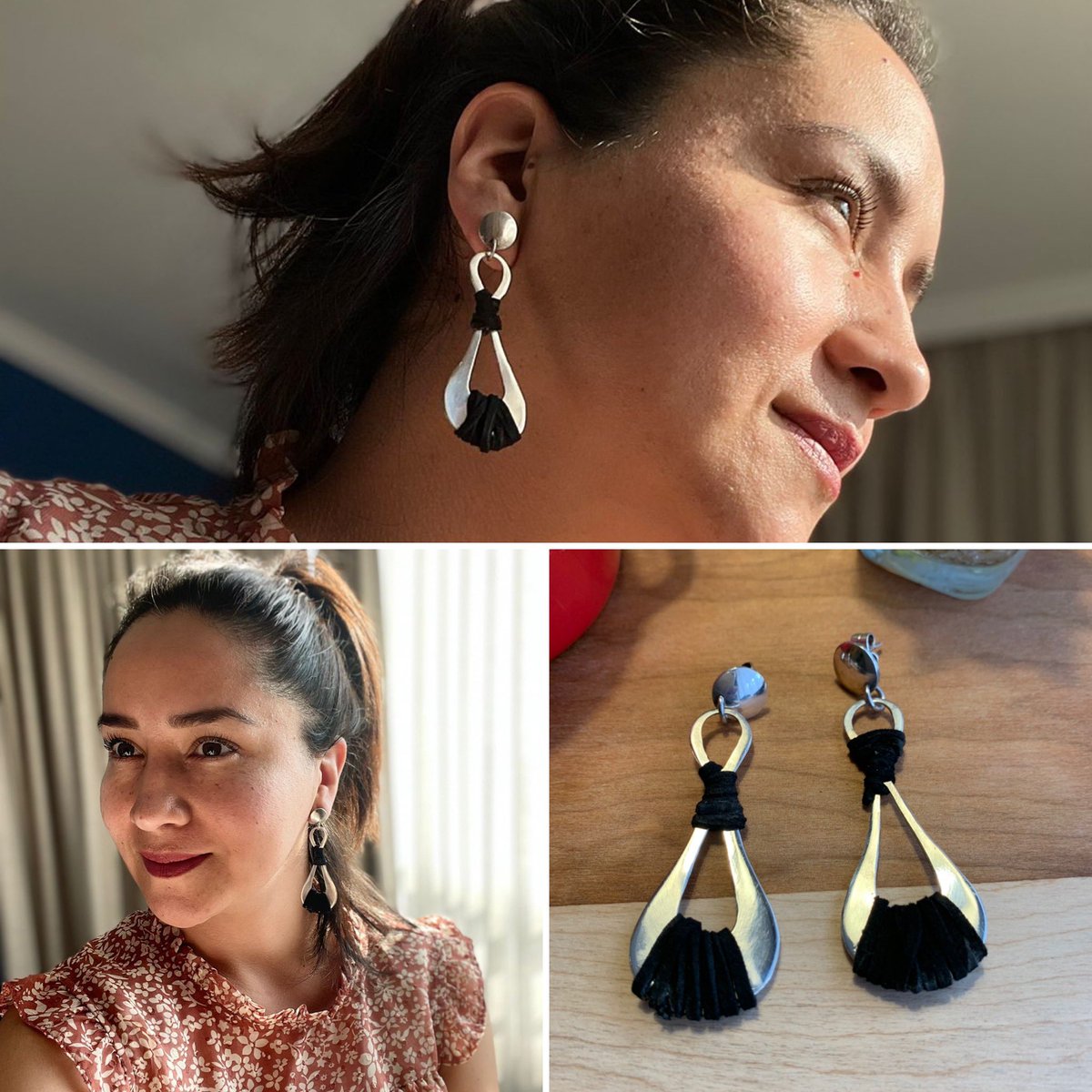 antonioaburtoc's tweet photo. Aros de Plata con intervenciones en cuero …. Diseño único para @gloriamagcas … 🤩☀️🙌🏽 #hechoamano #diseños #mitaller envío a todo Chile 🇨🇱 🚚 https://t.co/gdTf4IMono