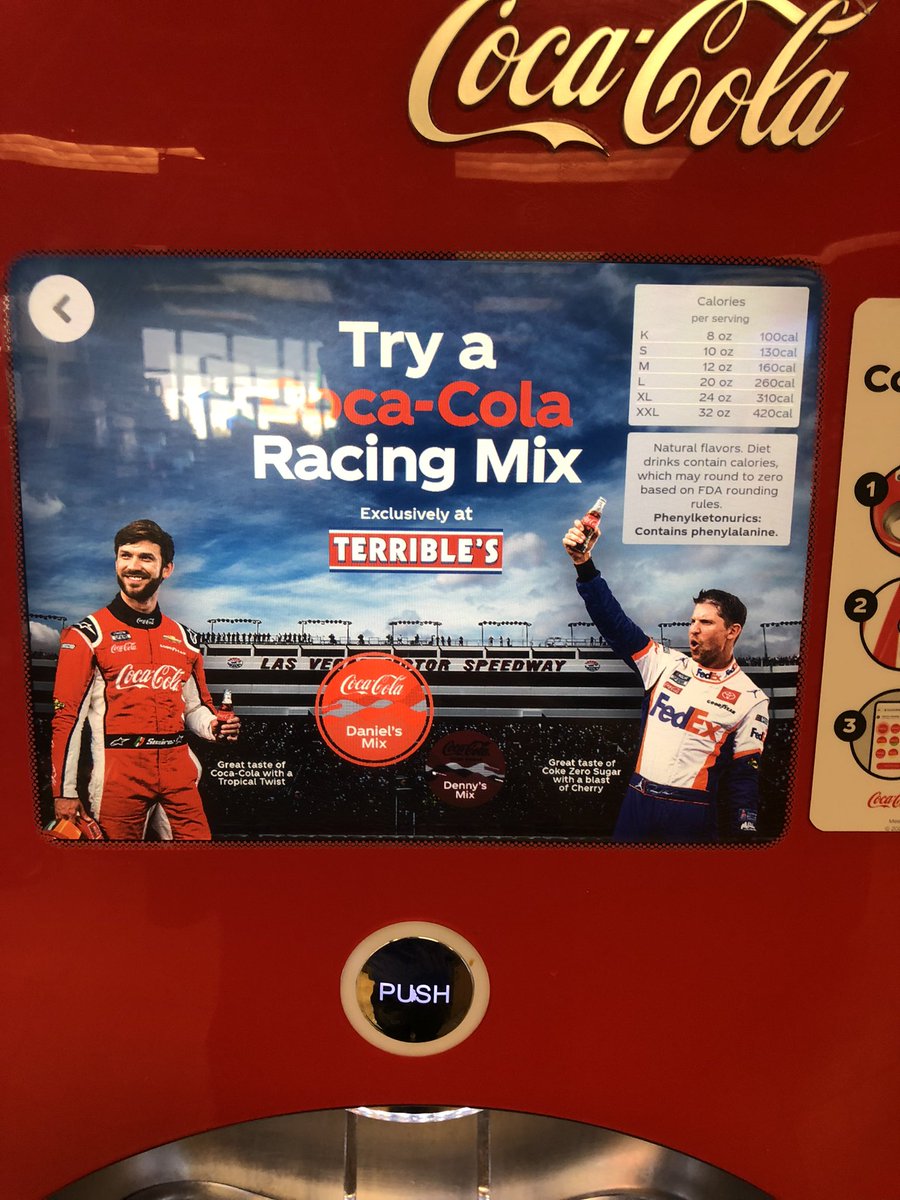 RWainright's tweet photo. Made my way to @TerribleHerbst and saw this from @CocaColaRacing and thought, “How do you not?” Is @Daniel_SuarezG mix good - Tienes toda la maldita razón. I’ll ask Daniel if that means what I think it does. Either way, it is a damn good mix. https://t.co/xN8IkAAEZj