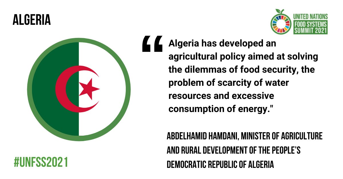 Algeria has developed an agricultural policy aimed at solving the dilemmas of food security, the problem of scarcity of water resources and excessive consumption of energy.