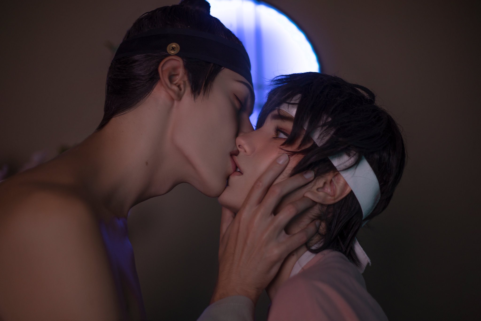 Shunsuke's intense stareHypnotic beautyA silent invitation