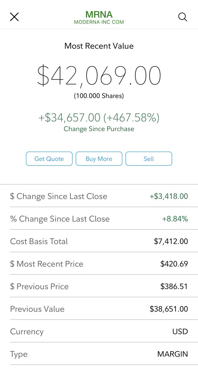 Moderna gains update – finally hit the magic number! via /r/wallstreetbets #stocks #wallstreetbets #investing

https://t.co/GCRNEdIXNe

#stockmarket #wallstreetbets https://t.co/i2Y9z5oavV