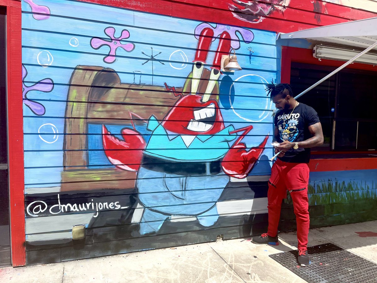 DMauriJones352's tweet photo. ❌♨️🚨 New addition to the Crab Stop of Leesburg! Y’all be sure to peep the scene! Thank you for watching! God bless you 🎨🔥🦀🤞🏾⁣⁣
•⁣⁣⁣⁣
•⁣⁣⁣⁣
#dmaurijones #dmaurijonesart #supaent #supa #commissionwork #art #artviral #painter #artislife #entrepreneur #artistupnext https://t.co/CIyxFsRUr1