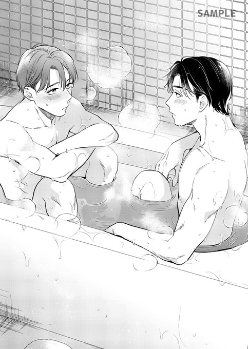 コンフレ3話の扉絵気に入りすぎて普段サンプルに扉絵はいれないんだけど今回はpixivの方の告知にもいれてます😊男二人がぎゅうぎゅうにはいってるシチュエーションに弱い… 