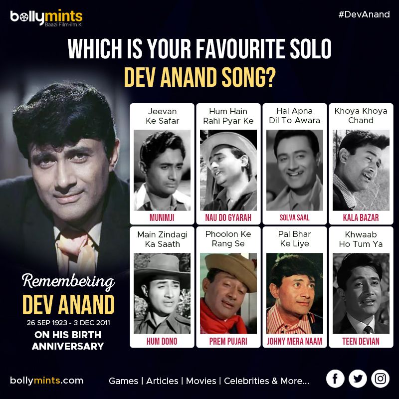 BollyMints's tweet photo. Remembering #DevAnand on his birthday anniversary !
Which is your Favourite solo Dev Anand song ? Share your comments below!
#HBDDevAnand  #HappybirthdayDevAnand https://t.co/HrJYcvVRZm