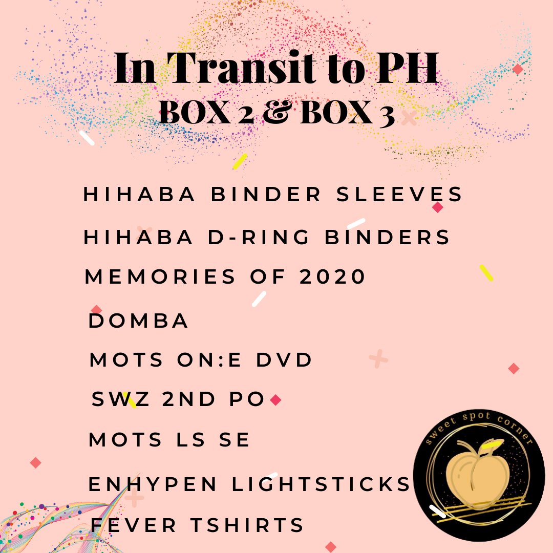 sweetspotcorner's tweet photo. #SweetSC_Updates

Box 2 &amp; Box 3 picked up na September 23.

ETA: 2nd week of October (sana walang delays)

Thank you. 🥰🙇‍♀️ https://t.co/ltfE0nZqou