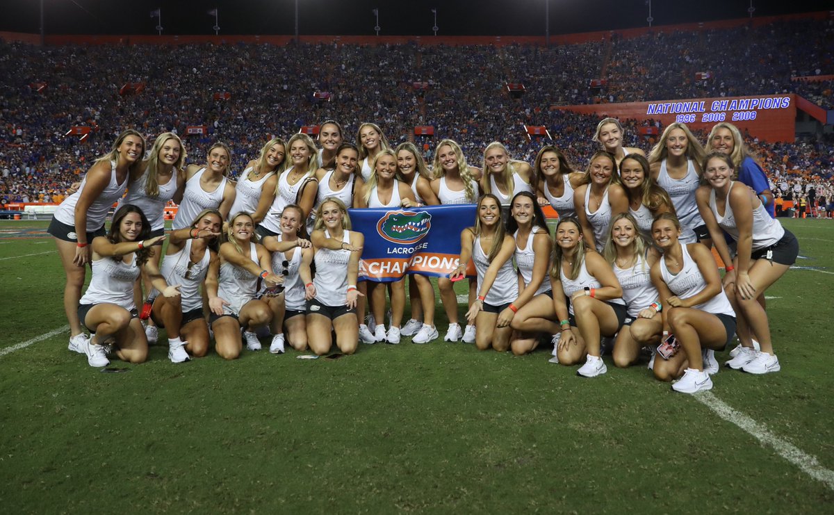 GatorsLAX's tweet photo. Celebrating the 2021 AAC Championship on the big stage 🤩

#FLax #GoGators https://t.co/acdJUGpI18