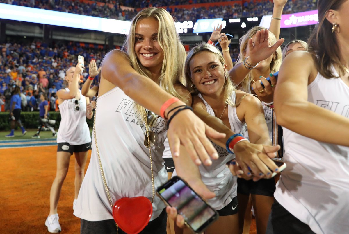 GatorsLAX's tweet photo. Celebrating the 2021 AAC Championship on the big stage 🤩

#FLax #GoGators https://t.co/acdJUGpI18