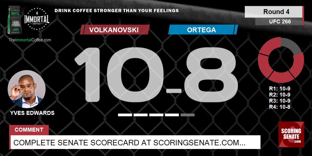 10-8 Volkanovski R4

#UFC266 #MMA #UFC

Scorecard: ScoringSenate.net/scorecard/581/…