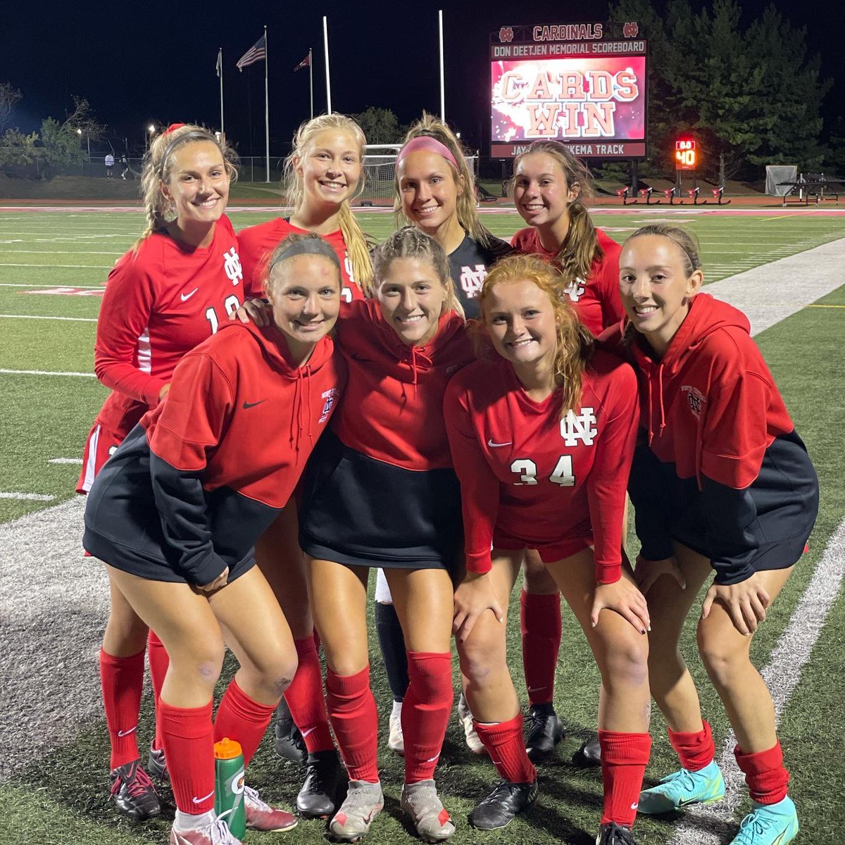 NCC_WSoccer's tweet photo. 4-0 win over Elmhurst to kick off CCIW play! Goals from Alaina Kuhn, Elle Sutter,  Kily Egan and Sam Schutte (Assists: Sarah Andrey, Kaitlyn Cannon, Taylor Smith). Shutout: Riley Lindsey 

#HappyHomecoming https://t.co/nOFOCG14le