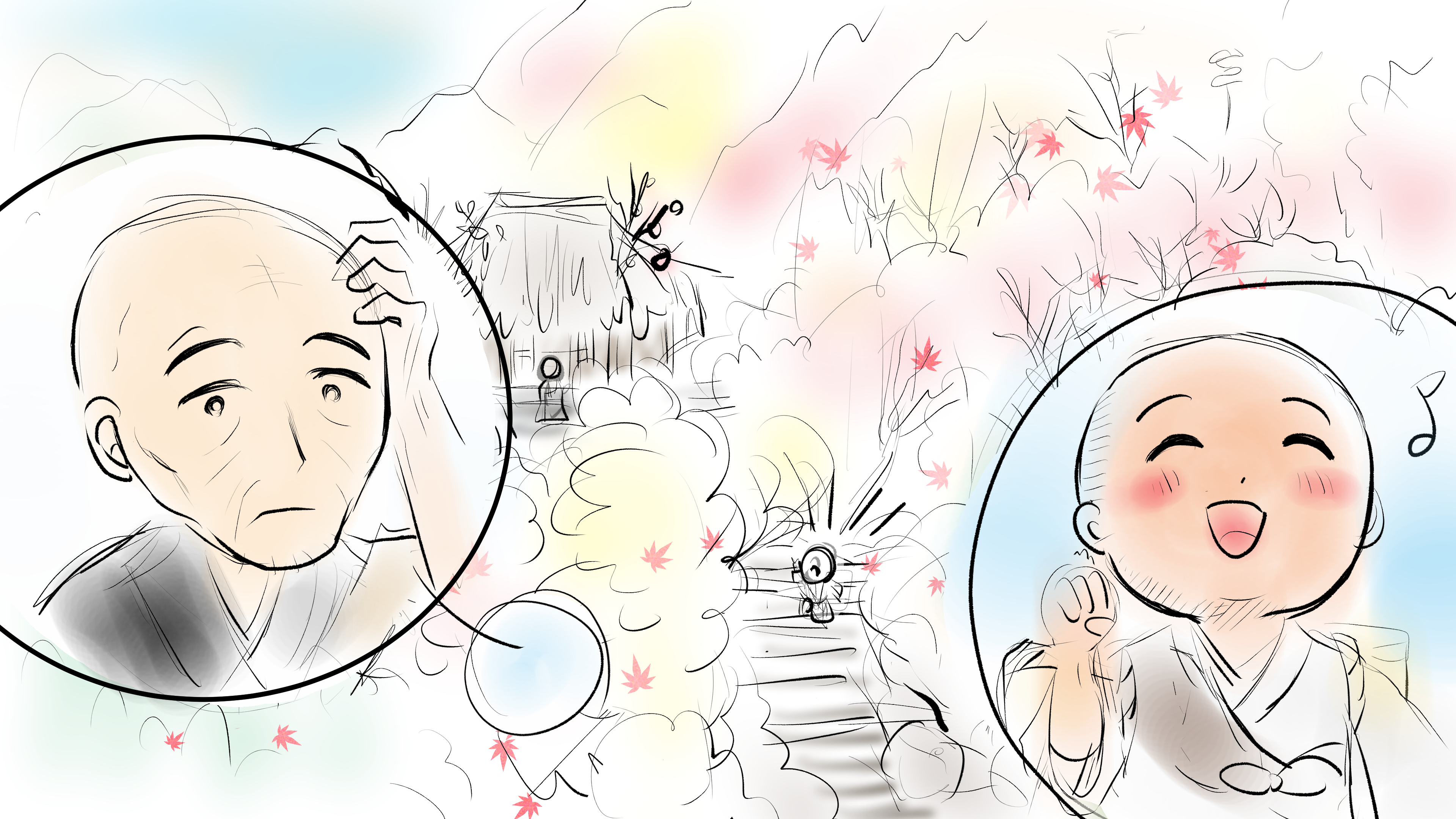 愛ちん ゆめみ愛 昨日描いた絵です ﾟdﾟ 恋の魔法とおまじない680 5完成 イラストac さん素材ちびモブ会社員 昔話三枚のお札ラフ T Co Logqcix6ms Twitter