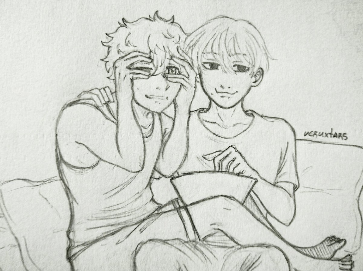 veruxtars's tweet photo. #TakeMikeyWeek2021
Day 6 - Domestic Fluff💕
Watching scary movies 👻
#マイ武 #Maitake #TakeMikey #MaitakeWeek #TakeMikeyWeek https://t.co/o6lIA9RhuF