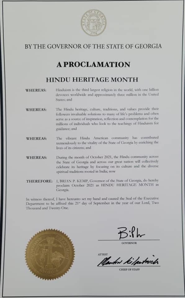 VHP America (@vhpanews) on Twitter photo Proud to add #Georgia to the growing list of states that have proclaimed #October as #HinduHeritageMonth - thank you <a href="/GovKemp/">Governor Brian P. Kemp</a> @hindupact <a href="/CoHNAOfficial/">CoHNA (Coalition of Hindus of North America)</a> <a href="/HinduAmerican/">Hindu American Foundation</a> <a href="/HinduStudentsC/">HinduStudentsCouncil</a> <a href="/hssusa/">HSS USA</a> <a href="/HinduYUVAUSA/">Hindu YUVA</a> Proud to add #Georgia to the growing list of states that have proclaimed #October as #HinduHeritageMonth - thank you <a href="/GovKemp/">Governor Brian P. Kemp</a> @hindupact <a href="/CoHNAOfficial/">CoHNA (Coalition of Hindus of North America)</a> <a href="/HinduAmerican/">Hindu American Foundation</a> <a href="/HinduStudentsC/">HinduStudentsCouncil</a> <a href="/hssusa/">HSS USA</a> <a href="/HinduYUVAUSA/">Hindu YUVA</a>