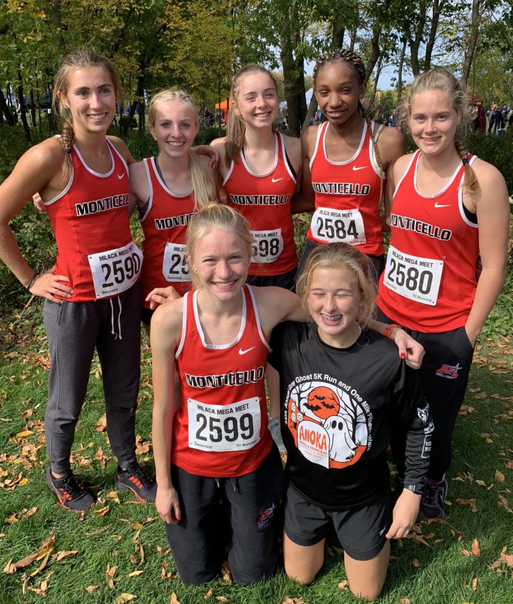 In the Milaca Mega Meet Varsity D2 Division today, <a href="/MontigirlsCCTR/">Monticello girls CC</a> did fantastic! 

Mahoney led the team with a 10th place overall finish! 

Lovegren finished 18th, Morris (30th), Dahlheimer (45th), Nygaard (51st), Nebben (71st), and Guertin (83rd). 

Great job ladies!
