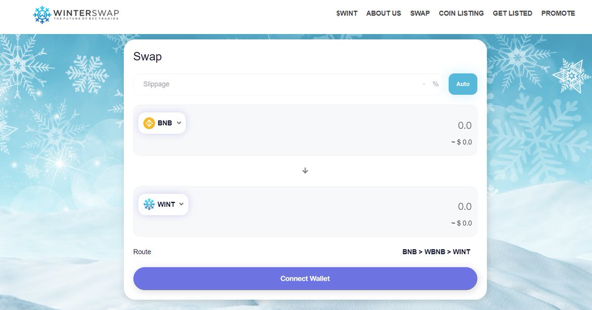 Sunday morning. Trade BSC token with WinterSwap.app

$WINT #WinterSwap #BNB #BSC #BSCGems #BSCGemsAlert