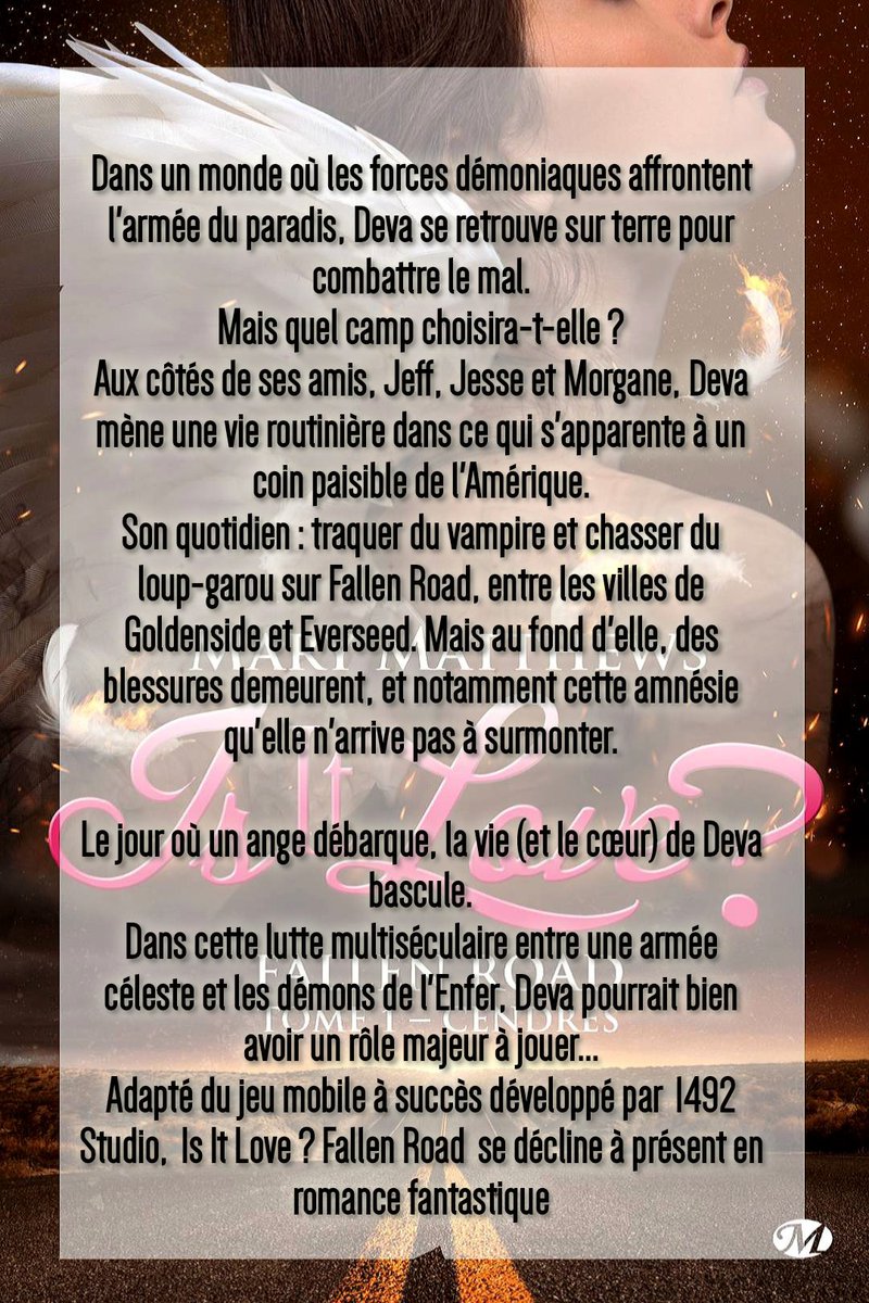 FanyhStey's tweet photo. [😇😈 FALLEN ROAD - Romans d'adaptation 📚]

La cover et le titre du tome 1 de la série des romans d'adaptation de l'univers Fallen Road nous sont enfin présentés 🥰
À paraître (en français) le 17 novembre prochain aux éditions Milady...

#isitlove #fallenroad #zachudson #caliel https://t.co/OQzS3nWdxS