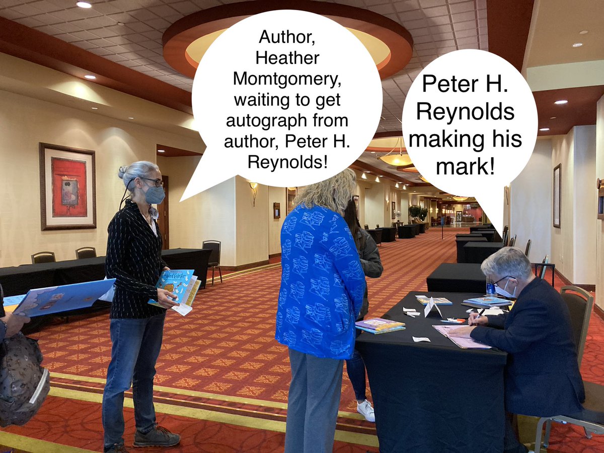 KarenCLibrarian's tweet photo. The magic of #TASLCon21 One author admiring another author, recognizing the mark we’ve all had on each other’s lives! https://t.co/oxWaOabqu1
