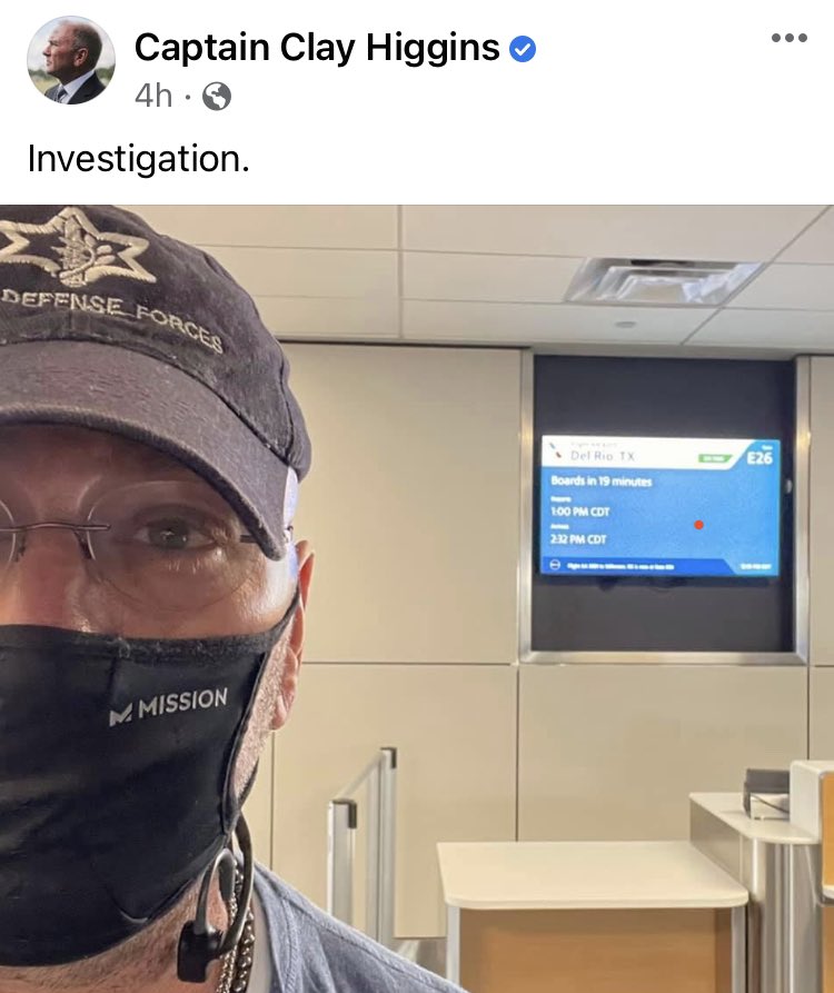 Indivisible337's tweet photo. @RepClayHiggins, aren’t you supposed to be staying in DC preparing to vote for the #InclusiveInfrastructureBill? And WHERE’S OUR BRIDGE, oh #BorderInsecurity guard? #WharBridge https://t.co/DFeCz7jAfZ