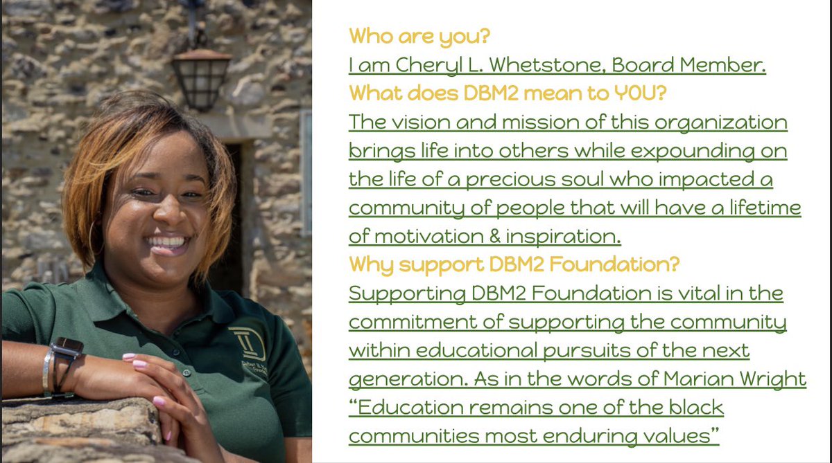 DBM2Foundation's tweet image. Meet Board Member, Ms. Cheryl Whetstone!