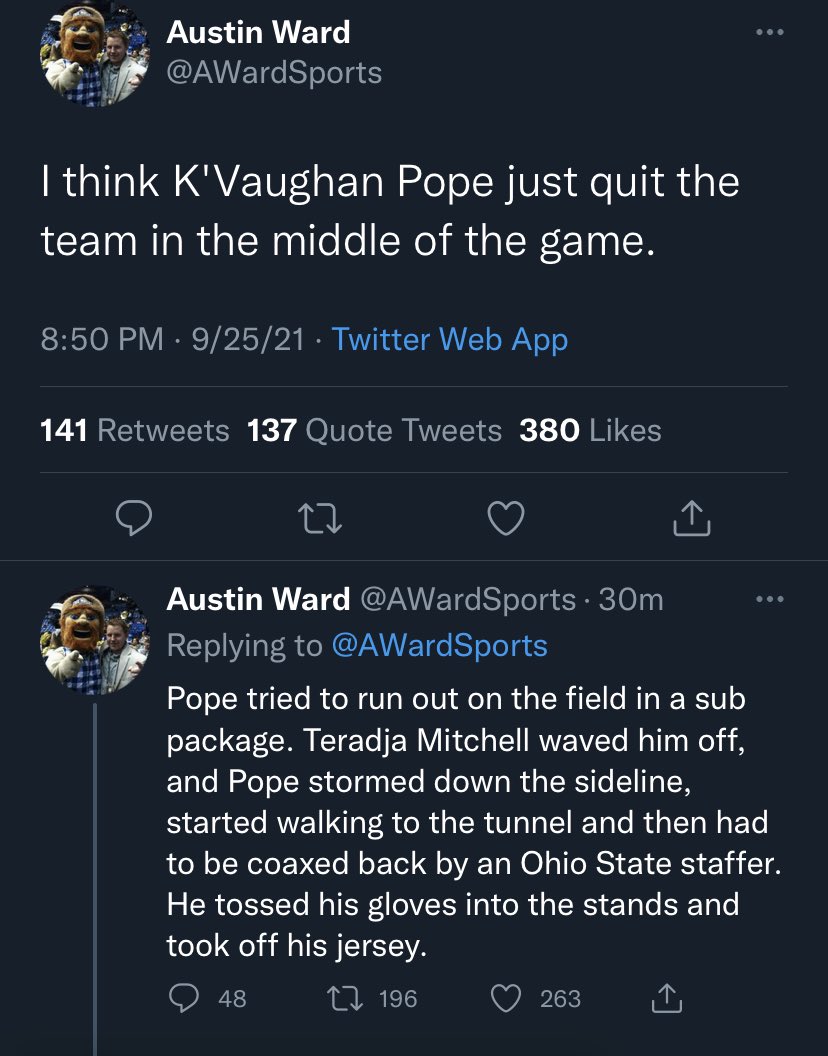 barstoolsports's tweet photo. K’Vaughan Pope’s favorite NFL player growing up was Vontae Davis https://t.co/z6xi7H4qbn
