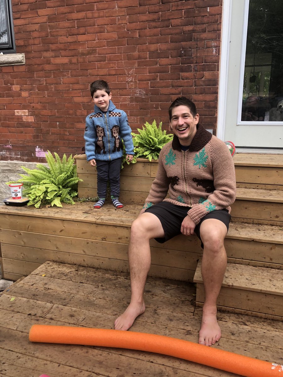 My mother died when I was 4. During her last months, knowing she was dying, she knit jackets for my father and me.  They are the only things from her I own. Today I gave them to my son and grandson.  Somewhere I know she’s smiling.