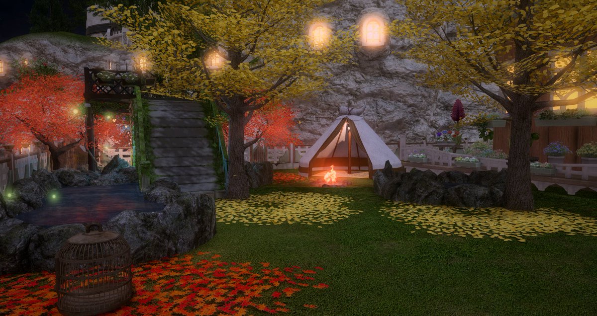 jay_dotwave's tweet photo. Couldn't resist anymore and redecorated our FC yard for fall! Feat. photobomb Stubby

#FFXIV #FF14 #GPOSERS #Screenshot  #helloeorzea #FinalFantasy #gshade #egiglamour #FFXIVScreenshot #FF14AW #FF14housing https://t.co/DYKSRXoVll
