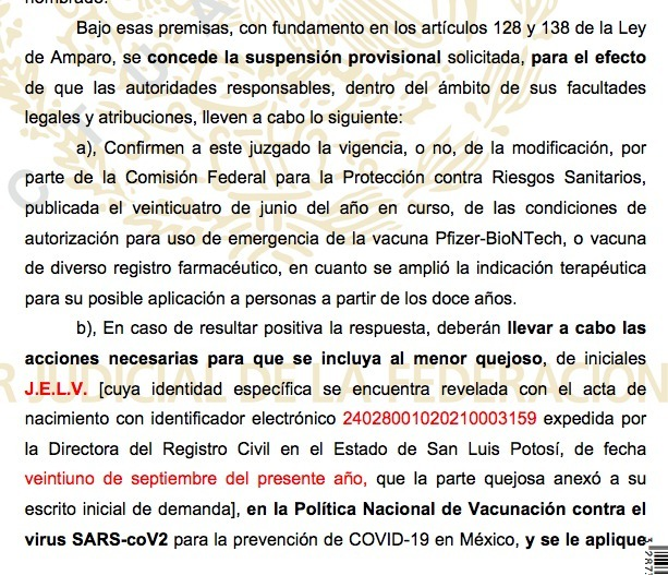luisglozano's tweet photo. En @datalegal2 hemos obtenido una suspensión de amparo para que un menor, de 17 años, sea vacunado contra la Covid19; cualquier menor debe tener el acceso al derecho humano a la protección de la salud
Obtén el archivo en formato editable, mail a luis@datalegal.mx o WP: 4442571135 https://t.co/MuFqG6qaQG