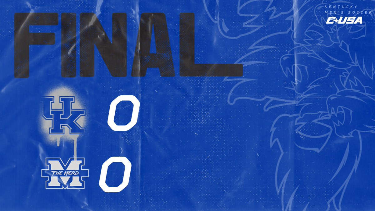 A physical contest between No. 10 Kentucky and No. 5 Marshall ends in a scoreless draw after two overtime periods in Huntington.

The Wildcats outshot the Thundering Herd 8-6, including 5-1 on goal. The sides combined for 32 fouls and four yellow cards. #WeAreUK