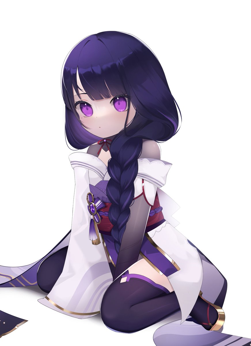 raiden shogun 1girl aged down braid purple eyes solo japanese clothes long hair  illustration images