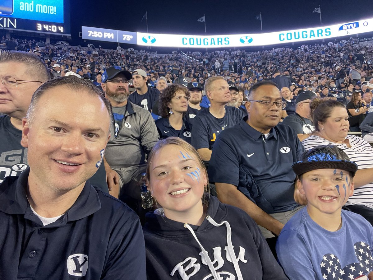 CYarsmith's tweet photo. Hear with my 2 youngest and my mom sitting in section 26 row 9 seats 3-6. Go Cougs! #byufootball https://t.co/xzDQxbvzgC