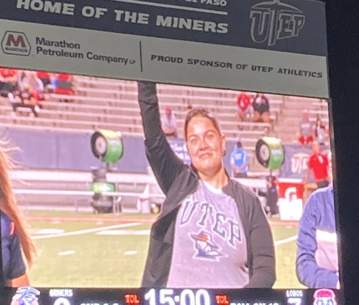 Congratulations Ms. B for being recognized at the UTEP football game! #SanElizarioISD @Marioni_SEHS @SE_Eagle_Bands <a href="/jlsambrano/">Sambrano Wildcats</a>