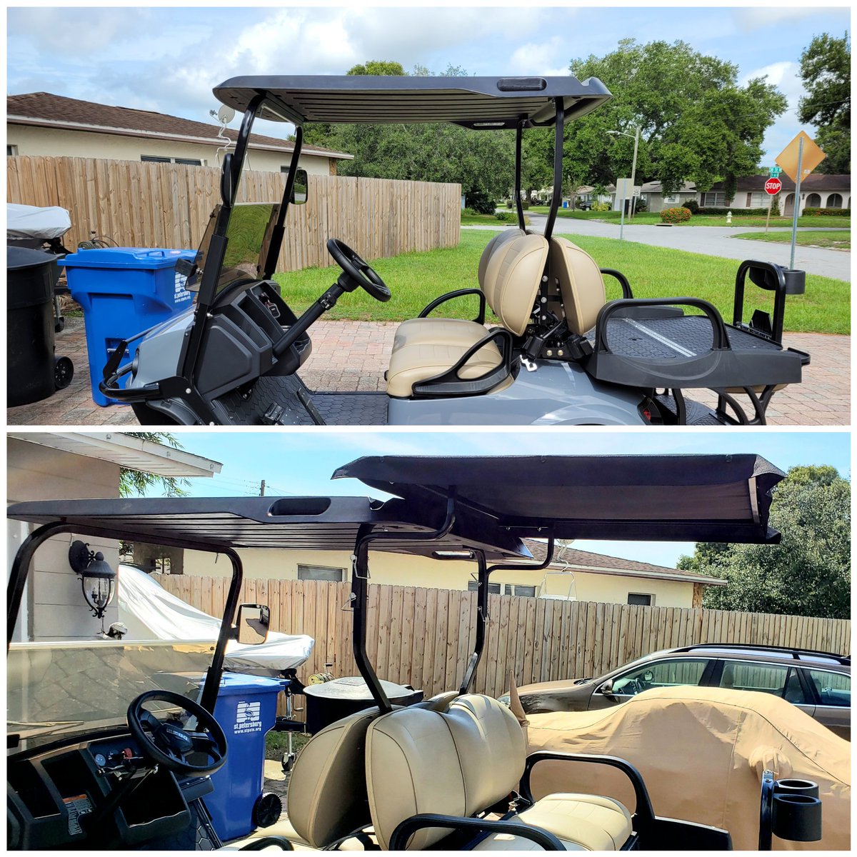 ForeFlip's tweet photo. Don't buy a $600 top, check out https://t.co/y1USMFQZlL and extend your roof and in 10 minutes for 1/2 the price.  @clubcar @EZGOvehicles @YamahaGolfCars #madeintheusa #customcartcovers #golfcarts #golf #golfgifts #patented https://t.co/aSforjw6fk