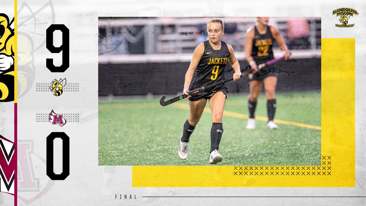 Nine different players scored as <a href="/rmcfh/">Randolph-Macon College Field Hockey</a> grounded the Avenging Angels of Meredith today. #BackTheJackets🐝🏑
⚫️🟡
📰rmcathletics.com/sports/fh/2021…