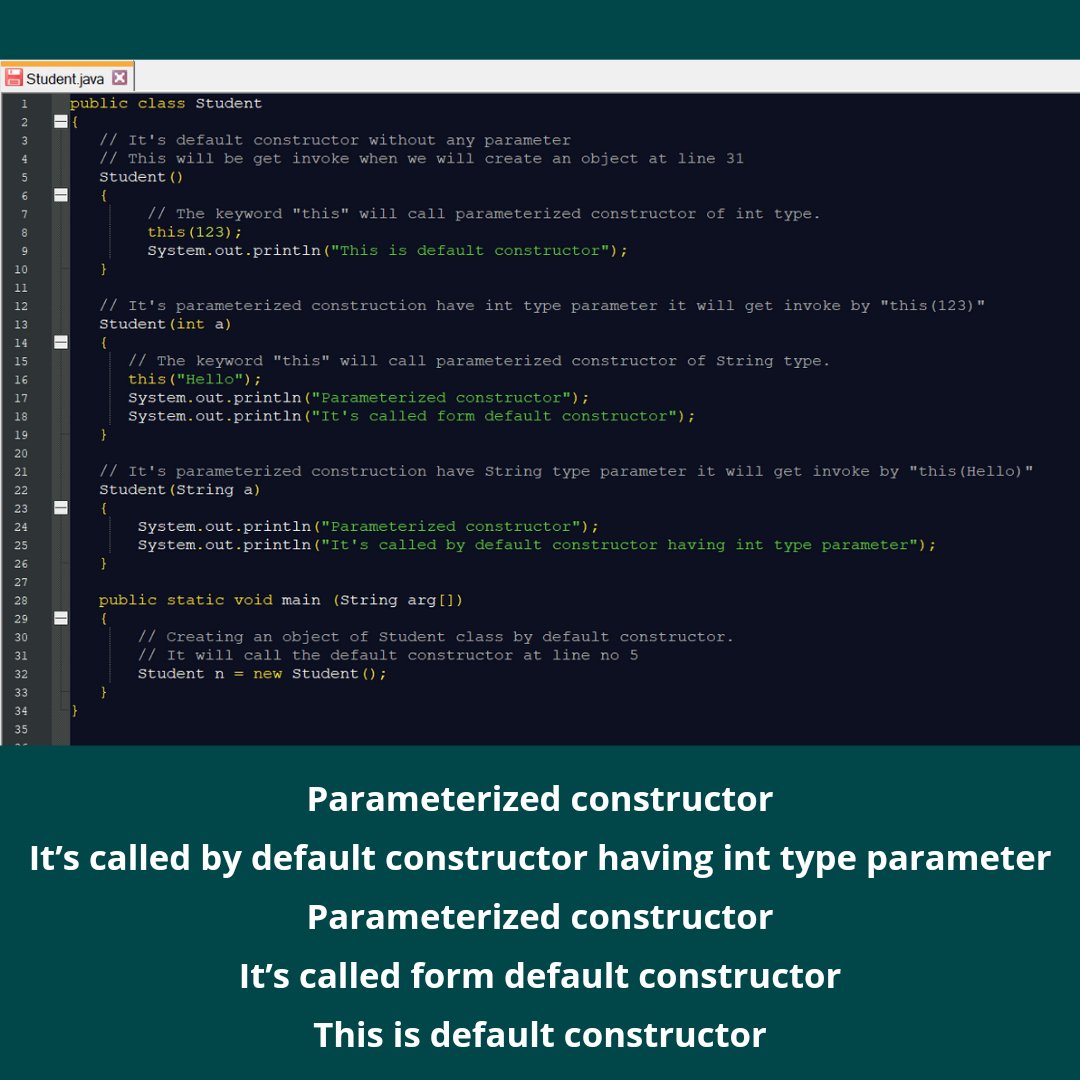 GoalJava's tweet image. Want to read it in detail then click on link:javagoal.com/constructor-ch…
#javadeveloper
#android
#javacode
#codinglife
#Coding
#devcommunity
#CodeNewbie
#CodeNewbies
#WomenWhoCode
