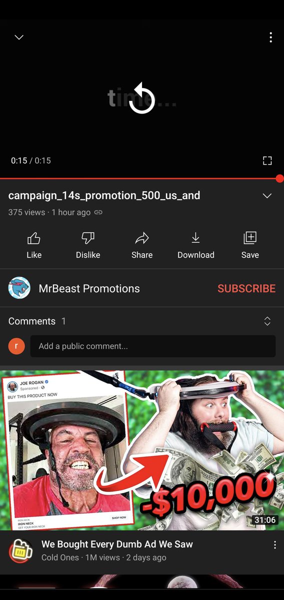 steve0198's tweet photo. @MrBeast  got this ad on YouTube you might want to look into this before it's circulate more https://t.co/hnMzFgT4Mw