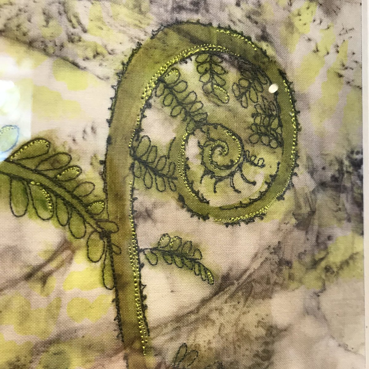 TheSussexGuild's tweet photo. Here are 2 of the textiles pieces on display as part of the @ArtwaveFestival exhibition Unfurled Undergrowth by #wendyDolan and #louiseBell #patchworkquilt wall hanging. #handmadetextiles #lewes https://t.co/I4hkxFFmG9
