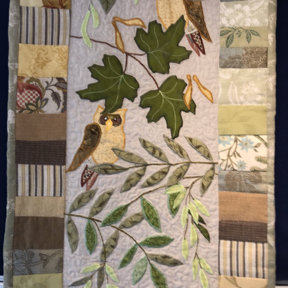 TheSussexGuild's tweet photo. Here are 2 of the textiles pieces on display as part of the @ArtwaveFestival exhibition Unfurled Undergrowth by #wendyDolan and #louiseBell #patchworkquilt wall hanging. #handmadetextiles #lewes https://t.co/I4hkxFFmG9