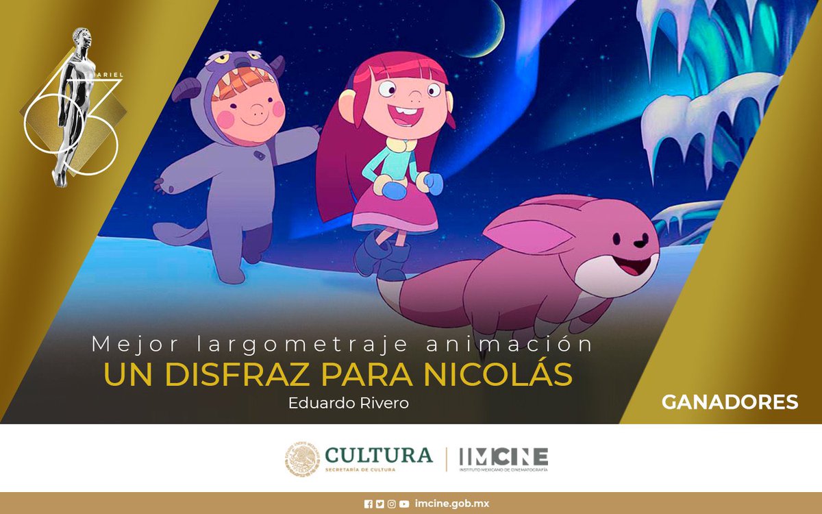 Felicidades Eduardo Rivero y a todo el equipo de <a href="/FotosintesisM/">Fotosintesis Media</a> por el Ariel a mejor Largometraje de animación por “Un disfraz para Nicolás.” #Ariel63 #NosNecesitamos