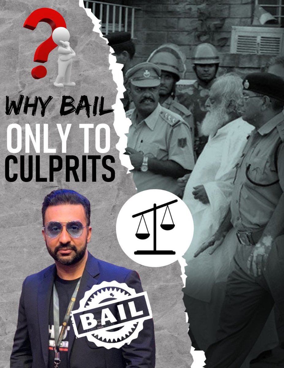 _SureshOm's tweet photo. @AshramKolkata Raj Kundra, who spread obscenity in the society by making a porn film, got bail within 2 months.

Sant Shri Asharamji Bapu, who taught celibacy and restraint, was not given bail even for a single day in 8 years, is this justice ❓❓
Justice For Bapuji
#WhyBailOnlyToCulprits https://t.co/E1nW5McKKe
