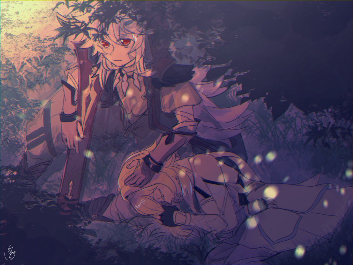 蛍|ほたる(原神) ,レザー(原神) 「レザ蛍イラスト再掲するぜ 」|秋桜のイラスト