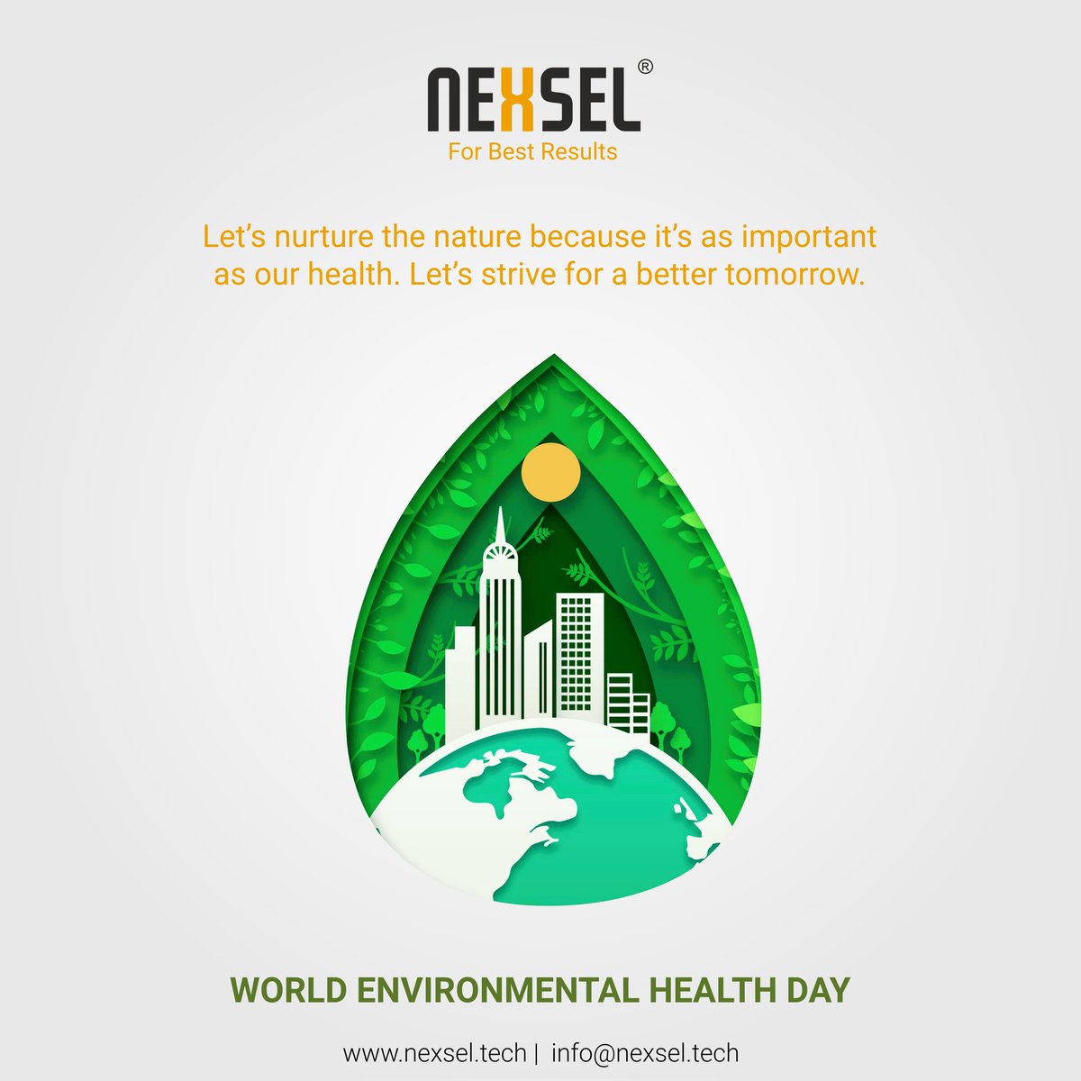 NexselT's tweet image. Let&apos;s nurture the nature so that we can have a better future.

Nexsel Tech wishes everyone a Happy World Environmental Health Day.

#nexseltech #worldenvironmentalhealthday #environment #environmentalfriendly #sustainability #ecofriendly #indoorfarming #ledgrowlights #pune