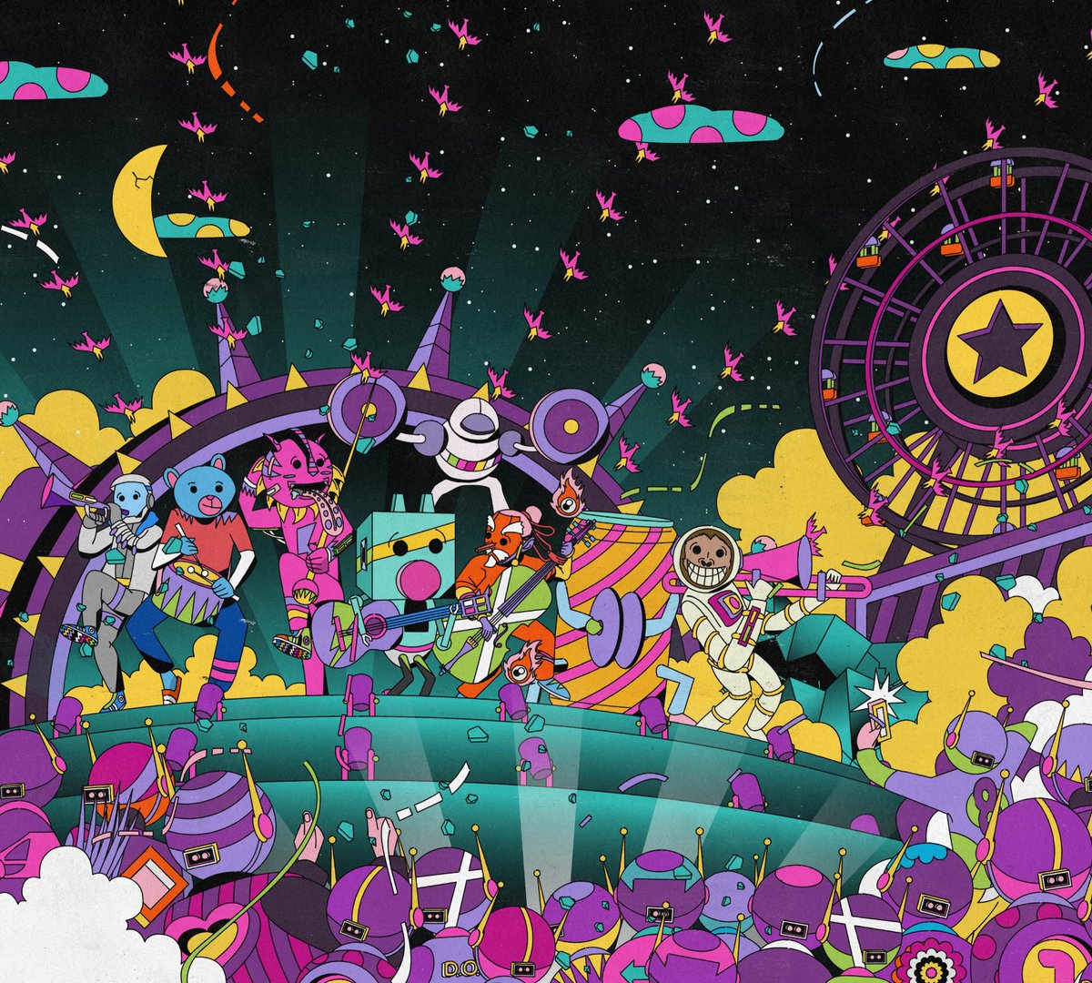 indiedo's tweet photo. What I managed to cop from the metaverse-shattering #HENfunland mega-collab. 

HAUNTED HOUSE by @gilangndaru 
Showtime Parade by @mamatism 
Trouble at the Entrance by @gogoporen 
(+Prepare for HENfunland airdrop)

Will try to collect a complete set when I have enought Tezos! 🔥 https://t.co/ItXGqH9kFv