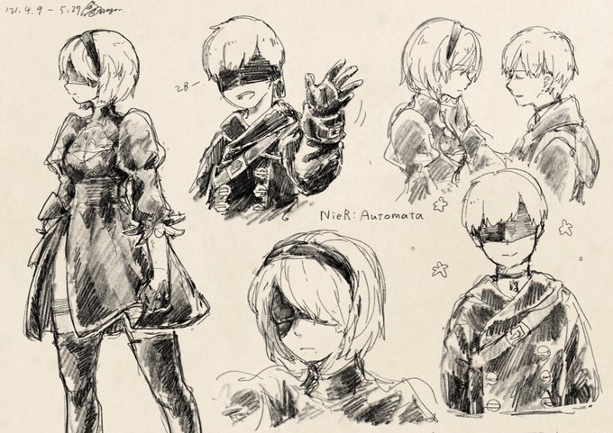 以前描いたオートマタのらくがき #NieR 