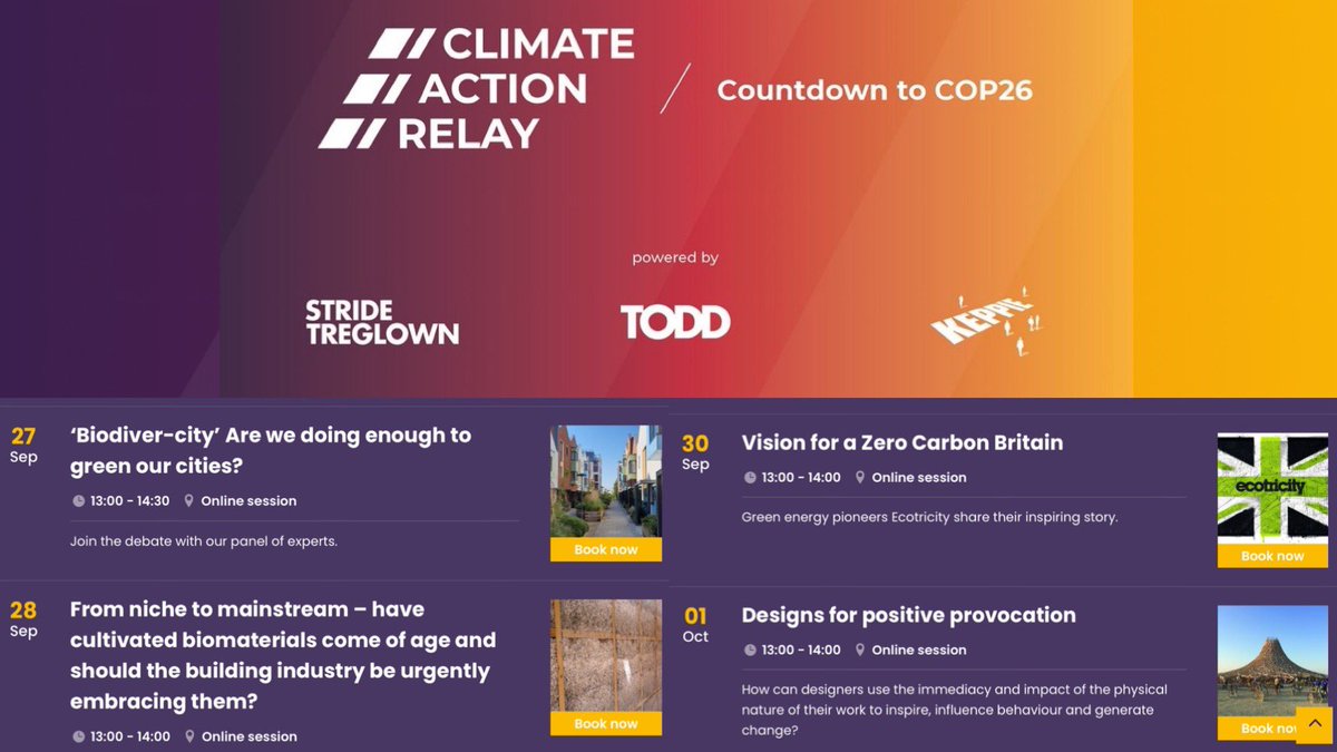 Check out this week’s #ClimateActionRelay events - including the role of #biomaterials for #ClimateAction in construction (lunchtime webinar on 28 Sept)

climateactionrelay.com