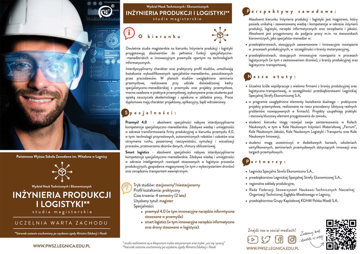 WNTiEPWSZLca's tweet photo. Wybierz studia magisterskie na kierunku FINANSE i ZARZĄDZANIE w PRZEDSIĘBIORSTWIE lub INŻYNIERIA PRODUKCJI i LOGISTYKI na @WNTiEPWSZLca  ❗ 

Rekrutacja trwa do 2️⃣7️⃣ września. Zapisz się już dziś❗

Więcej na➡ https://t.co/R0kunrbsKr
#witelonka #pwszlegnica #wntiepwszlegnica https://t.co/OOmeYidJ8g